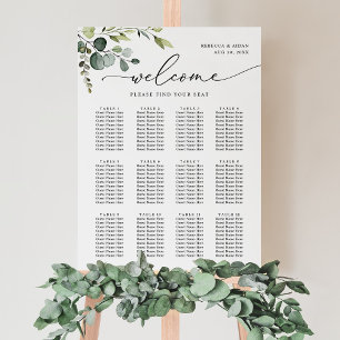 Eenvoudige Eucalyptus Greenery Wedding Seding Char Poster