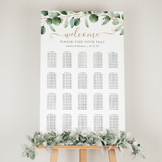 Eenvoudige Eucalyptus Greenery Wedding Seding Char Poster