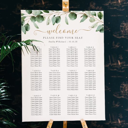 Eenvoudige Eucalyptus Greenery Wedding Seding Char Poster