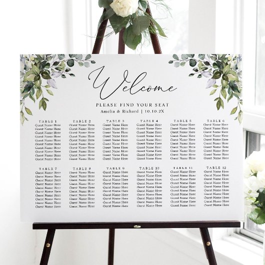 Eenvoudige Eucalyptus Greenery Wedding Seding Char Poster