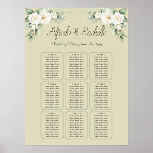 Eenvoudige Eucalyptus Greenery Wedding Seding Char Poster (Voorkant)