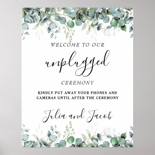 Eenvoudige Eucalyptus Greenery Wedding Unplugged S Poster (Voorkant)