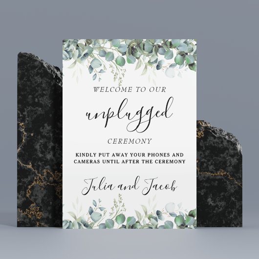 Eenvoudige Eucalyptus Greenery Wedding Unplugged S Poster