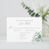 Eenvoudige Eucalyptus groen bladeren klassiek RSVP Kaartje (Staand voorkant)