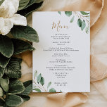 Eenvoudige eucalyptus groen bruiloft menu Kaart<br><div class="desc">Deze aanpasbare Menu-Sjabloon is ontworpen om te coördineren met ons Moody Greenery bruiloft collectie en biedt een gouden geometrische lijst die is voorzien van waterverf eucalyptus greenery vertakkingen, met gouden en grijze tekst. Als u geavanceerde wijzigingen wilt aanbrengen, selecteert u "Klik om verder aan te passen" onder Deze sjabloon personaliseren....</div>