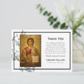 Eenvoudige Eucalyptus Groen Orthodoxe begrafenis Bedankkaart (Staand voorkant)