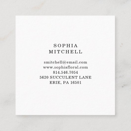 Eenvoudige eucalyptus groen | Roos Goud Geometrisc Vierkante Visitekaartje (Achterkant)