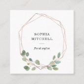 Eenvoudige eucalyptus groen | Roos Goud Geometrisc Vierkante Visitekaartje (Voorkant)