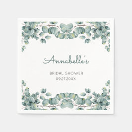 Eenvoudige Eucalyptus Groen Witte Bruidsdouche  Servet