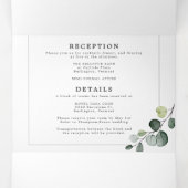 Eenvoudige Eucalyptus Groene Alles-in-één Trouw Drieluik Uitnodiging (Binnenkant midden)