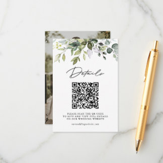 Eenvoudige Eucalyptus Groene QR-code & Foto Bruilo Informatiekaartje
