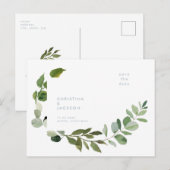 Eenvoudige Eucalyptus Huwelijk Save the Date Briefkaart (Voorkant / Achterkant)
