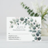 Eenvoudige Eucalyptus Huwelijks RSVP Kaart (Staand voorkant)