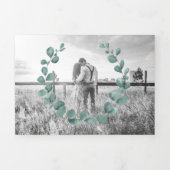 Eenvoudige eucalyptus krans alles in een marmeren drieluik uitnodiging (Cover)