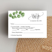 Eenvoudige eucalyptus laat aangepaste bruiloft RSV Kaart