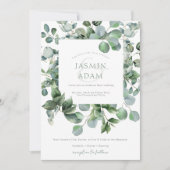 Eenvoudige eucalyptus laat groen foto bruiloft kaart (Voorkant)