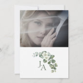 Eenvoudige eucalyptus laat groen foto bruiloft kaart (Achterkant)