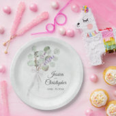 Eenvoudige eucalyptus & lavendel boeket bruiloft papieren bordje (Feest)