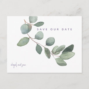 Eenvoudige Eucalyptus Lavendel Huwelijk Opslaan de Briefkaart