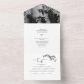 Eenvoudige Eucalyptus & Lavender Two Photo Weddens All In One Uitnodiging (Binnen)