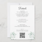 Eenvoudige Eucalyptus Leaf & 3 Foto QR Code Huweli Kaart (Achterkant)