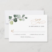 Eenvoudige Eucalyptus leest Greenery Gold Wedding RSVP Kaartje (Voorkant)
