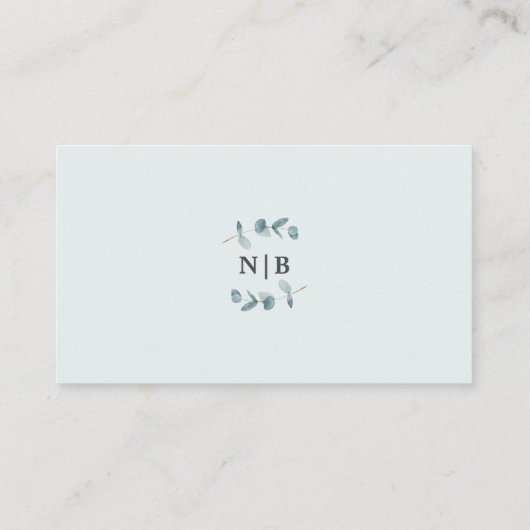 Eenvoudige eucalyptus Lijst bruiloft accommodaties Informatiekaartje (Achterkant)