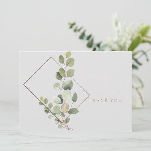 Eenvoudige eucalyptus loof grijs begrafenis dank u bedankkaart (Staand voorkant)
