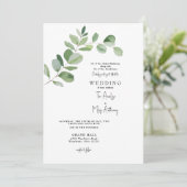 Eenvoudige Eucalyptus Moderne Huwelijksuitnodiging Kaart (Staand voorkant)