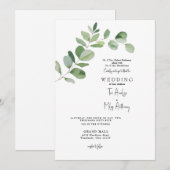 Eenvoudige Eucalyptus Moderne Huwelijksuitnodiging Kaart (Voorkant / Achterkant)