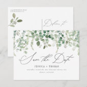 Eenvoudige eucalyptus moderne kalligrafie Bewaar d Aankondigingskaart (Voorkant / Achterkant)