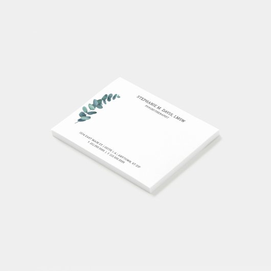 Eenvoudige Eucalyptus Naam Adres Bedrijf Post-it® Notes (Schuin)