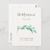 Eenvoudige eucalyptus New Home Moving Announge Briefkaart (Voorkant / Achterkant)