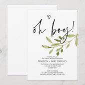 Eenvoudige Eucalyptus Oh Boy Baby shower Party Kaart (Voorkant / Achterkant)