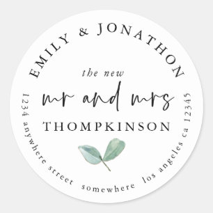 Eenvoudige Eucalyptus Passen getrouwd Retourneren  Ronde Sticker
