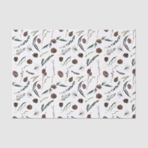 Eenvoudige Eucalyptus Pine Cone Waterverf Kerstmis Tissuepapier