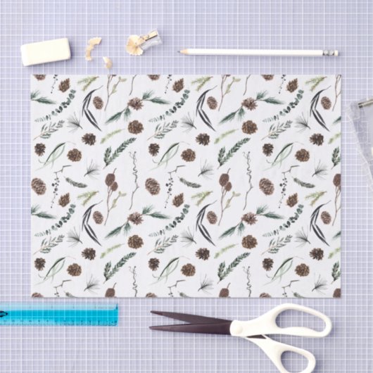 Eenvoudige Eucalyptus Pine Cone Waterverf Kerstmis Tissuepapier (Craft)