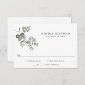 Eenvoudige Eucalyptus RSVP-kaart RSVP Kaartje (Voorkant / Achterkant)