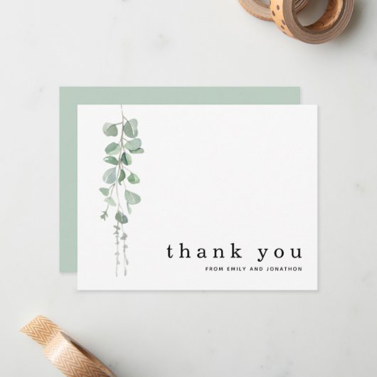 Eenvoudige Eucalyptus Sage Names Weddenschap Bedan Notitiekaartje (Voorkant / Achterkant in situ)