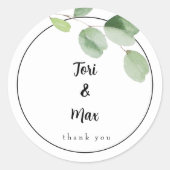 Eenvoudige eucalyptus stam gepersonaliseerde witte ronde sticker (Voorkant)