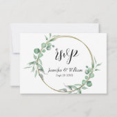 Eenvoudige Eucalyptus verlaat Greenery Wedding RSVP Kaartje (Achterkant)