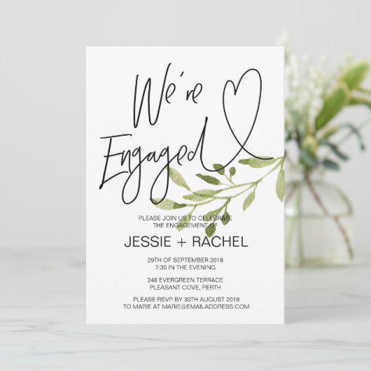 Eenvoudige eucalyptus verlovingsfeest viering kaart (Staand voorkant)