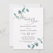 Eenvoudige eucalyptus zei ze ja verlovingsfeest kaart (Voorkant)