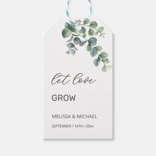 Eenvoudige Eucalyptusblad Bruiloft Cadeaulabel (Voorkant)