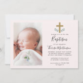 Eenvoudige eucalyptusbladeren met kruisdoop Foto Kaart (Voorkant)