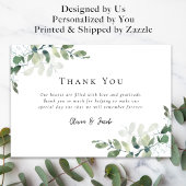 Eenvoudige eucalyptusbruiloft bedankkaart