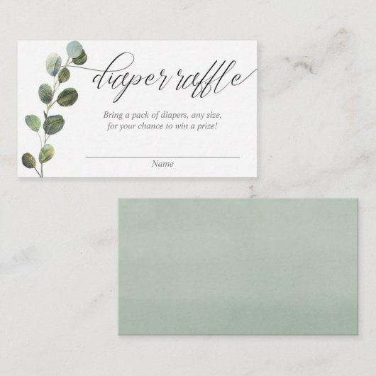 Eenvoudige eucalyptusgrijze diaperkaarten informatiekaartje (Voorkant / Achterkant)