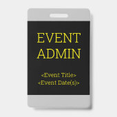 Eenvoudige "EVENT ADMIN" Badge (Achterkant)