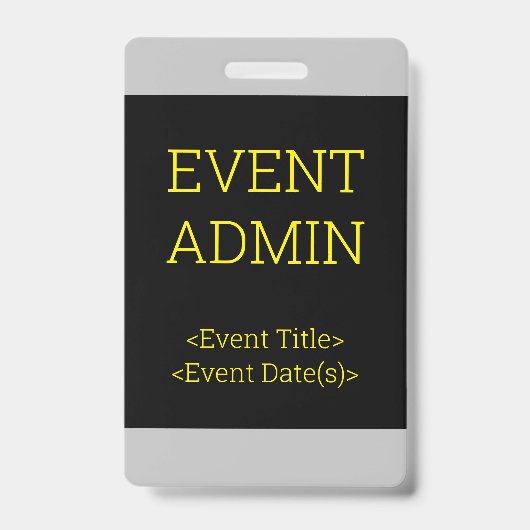 Eenvoudige "EVENT ADMIN" Badge (Voorzijde)
