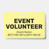 Eenvoudige "EVENT VOLUNTEER" Badge (Achterkant)